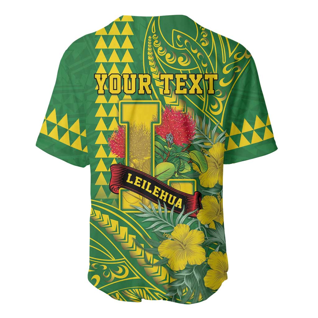 Personalised Hawaii Leilehua High School Baseball Jersey Tribal Tattoo With Hibiscus Flowers LT05 - Polynesian Pride