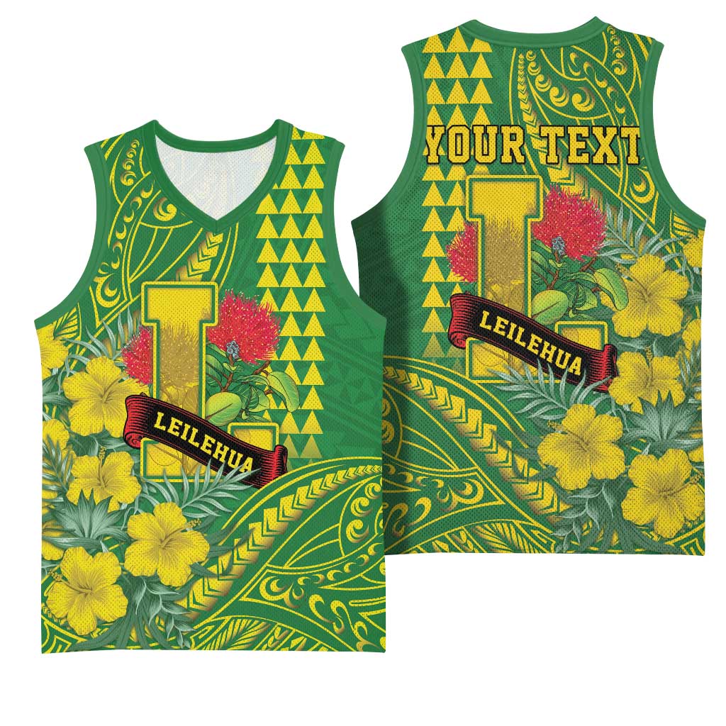 Personalised Hawaii Leilehua High School Basketball Jersey Tribal Tattoo With Hibiscus Flowers LT05 - Polynesian Pride