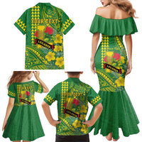 Personalised Hawaii Leilehua High School Family Matching Mermaid Dress and Hawaiian Shirt Tribal Tattoo With Hibiscus Flowers LT05 - Polynesian Pride