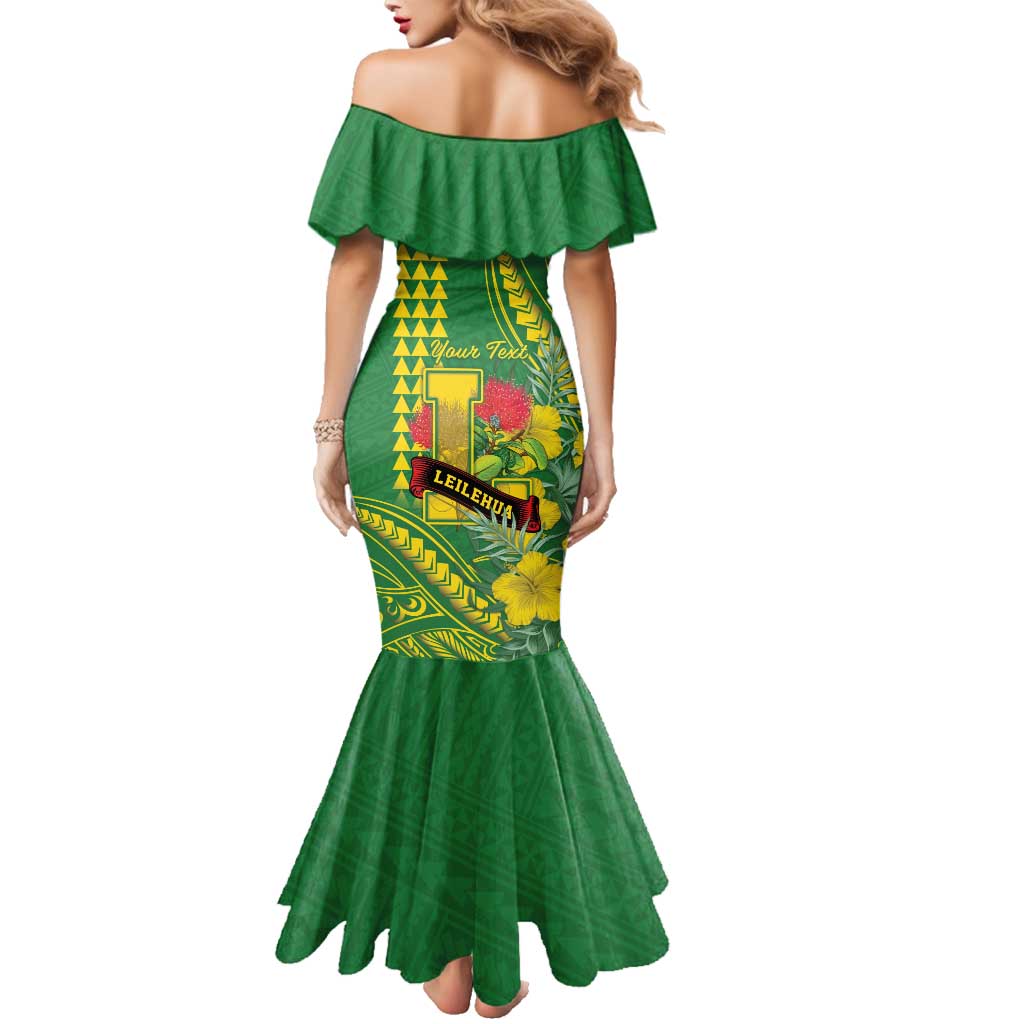 Personalised Hawaii Leilehua High School Family Matching Mermaid Dress and Hawaiian Shirt Tribal Tattoo With Hibiscus Flowers LT05 - Polynesian Pride