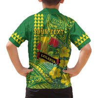 Personalised Hawaii Leilehua High School Family Matching Off Shoulder Short Dress and Hawaiian Shirt Tribal Tattoo With Hibiscus Flowers LT05 - Polynesian Pride