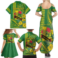 Personalised Hawaii Leilehua High School Family Matching Summer Maxi Dress and Hawaiian Shirt Tribal Tattoo With Hibiscus Flowers LT05 - Polynesian Pride