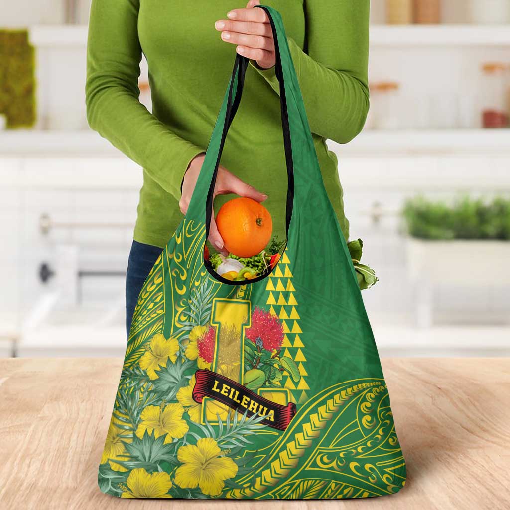 Hawaii Leilehua High School Grocery Bag Tribal Tattoo With Hibiscus Flowers