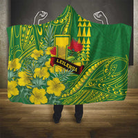 Hawaii Leilehua High School Hooded Blanket Tribal Tattoo With Hibiscus Flowers