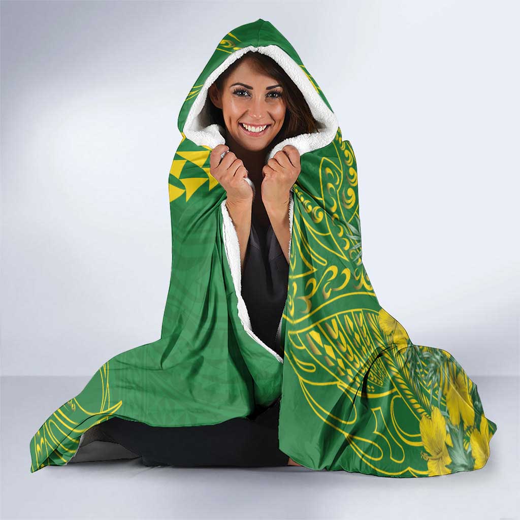 Hawaii Leilehua High School Hooded Blanket Tribal Tattoo With Hibiscus Flowers