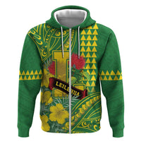 Personalised Hawaii Leilehua High School Hoodie Tribal Tattoo With Hibiscus Flowers LT05 Zip Hoodie Green - Polynesian Pride