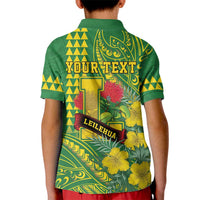 Personalised Hawaii Leilehua High School Kid Polo Shirt Tribal Tattoo With Hibiscus Flowers LT05 - Polynesian Pride