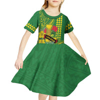 Personalised Hawaii Leilehua High School Kid Short Sleeve Dress Tribal Tattoo With Hibiscus Flowers