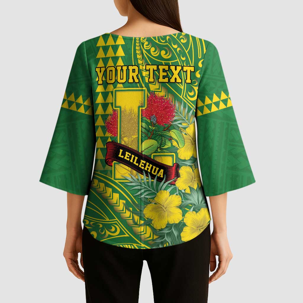 Personalised Hawaii Leilehua High School Kimono Sleeve Blouse Tribal Tattoo With Hibiscus Flowers LT05 - Polynesian Pride