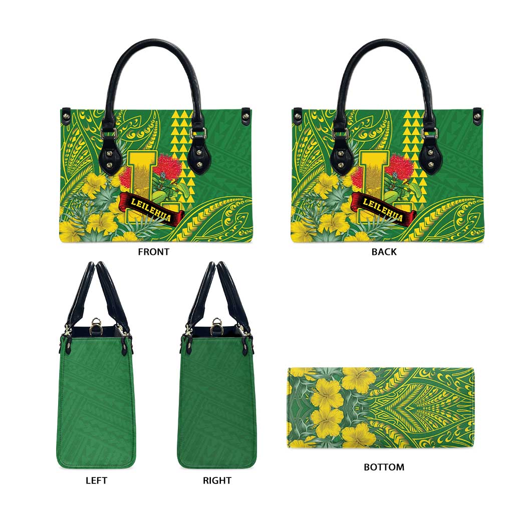 Hawaii Leilehua High School Leather Bag Tribal Tattoo With Hibiscus Flowers LT05 - Polynesian Pride
