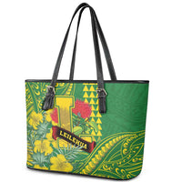 Hawaii Leilehua High School Leather Tote Bag Tribal Tattoo With Hibiscus Flowers LT05 - Polynesian Pride