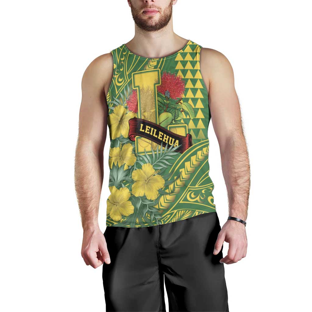 Personalised Hawaii Leilehua High School Men Tank Top Tribal Tattoo With Hibiscus Flowers LT05 - Polynesian Pride
