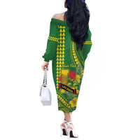 Personalised Hawaii Leilehua High School Off The Shoulder Long Sleeve Dress Tribal Tattoo With Hibiscus Flowers