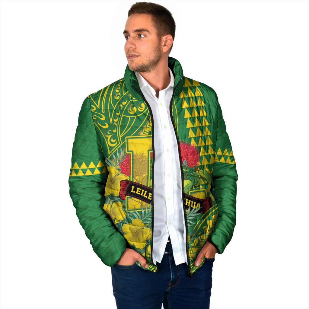 Personalised Hawaii Leilehua High School Padded Jacket Tribal Tattoo With Hibiscus Flowers LT05 - Polynesian Pride