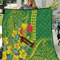 Hawaii Leilehua High School Quilt Tribal Tattoo With Hibiscus Flowers LT05 Green - Polynesian Pride