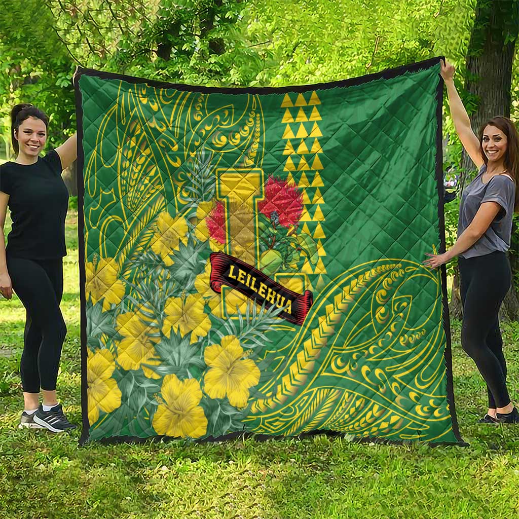 Hawaii Leilehua High School Quilt Tribal Tattoo With Hibiscus Flowers LT05 - Polynesian Pride