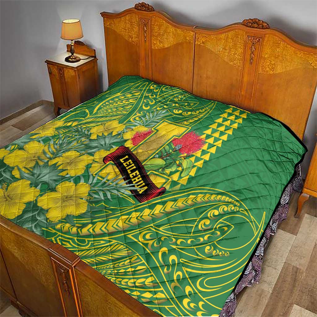 Hawaii Leilehua High School Quilt Tribal Tattoo With Hibiscus Flowers LT05 - Polynesian Pride