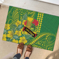 Hawaii Leilehua High School Rubber Doormat Tribal Tattoo With Hibiscus Flowers LT05 - Polynesian Pride