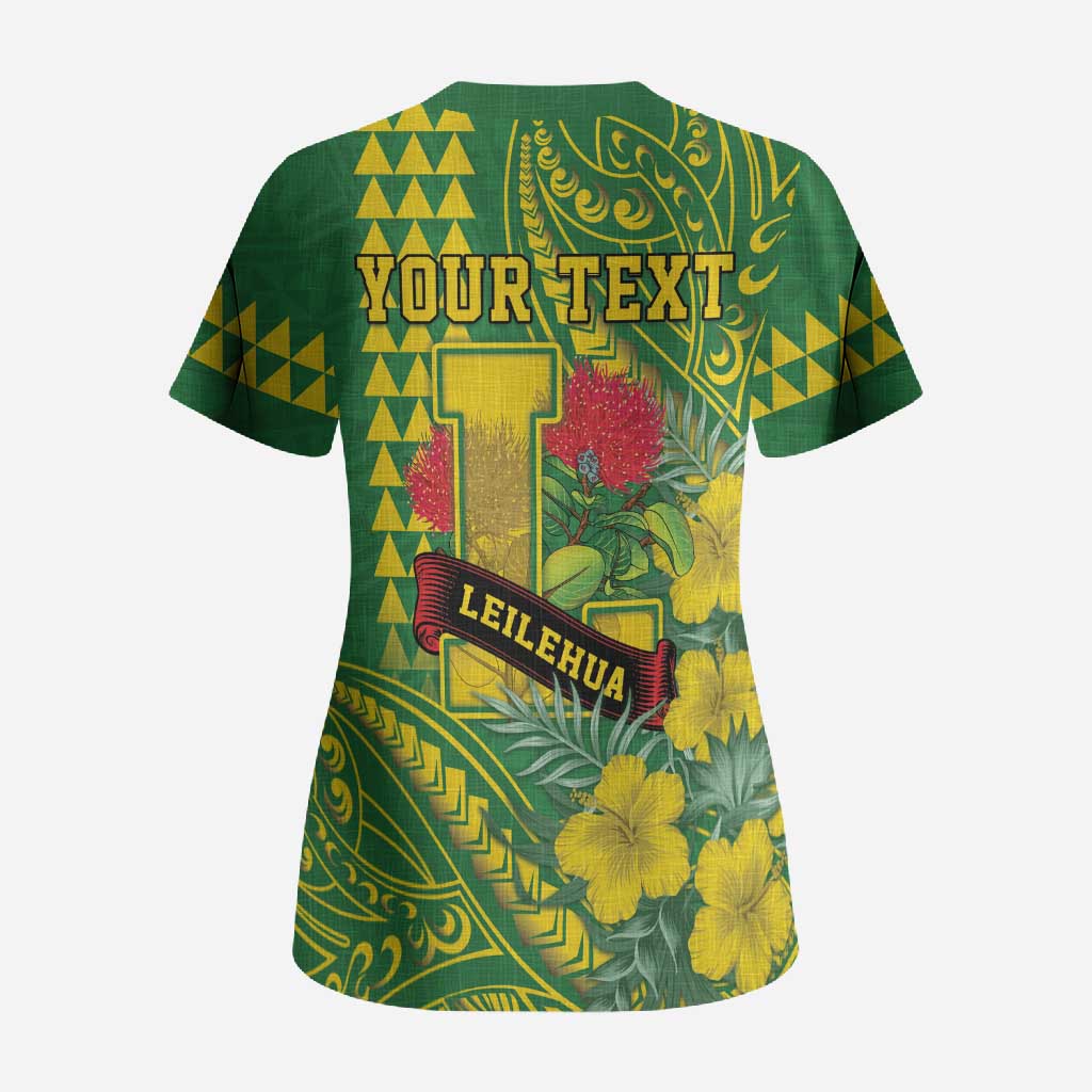 Personalised Hawaii Leilehua High School Scrub Top Tribal Tattoo With Hibiscus Flowers LT05 - Polynesian Pride