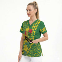 Personalised Hawaii Leilehua High School Scrub Top Tribal Tattoo With Hibiscus Flowers LT05 - Polynesian Pride