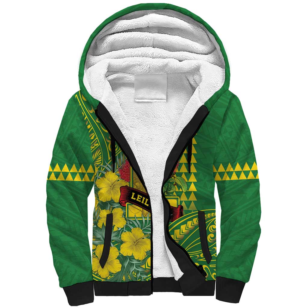 Personalised Hawaii Leilehua High School Sherpa Hoodie Tribal Tattoo With Hibiscus Flowers