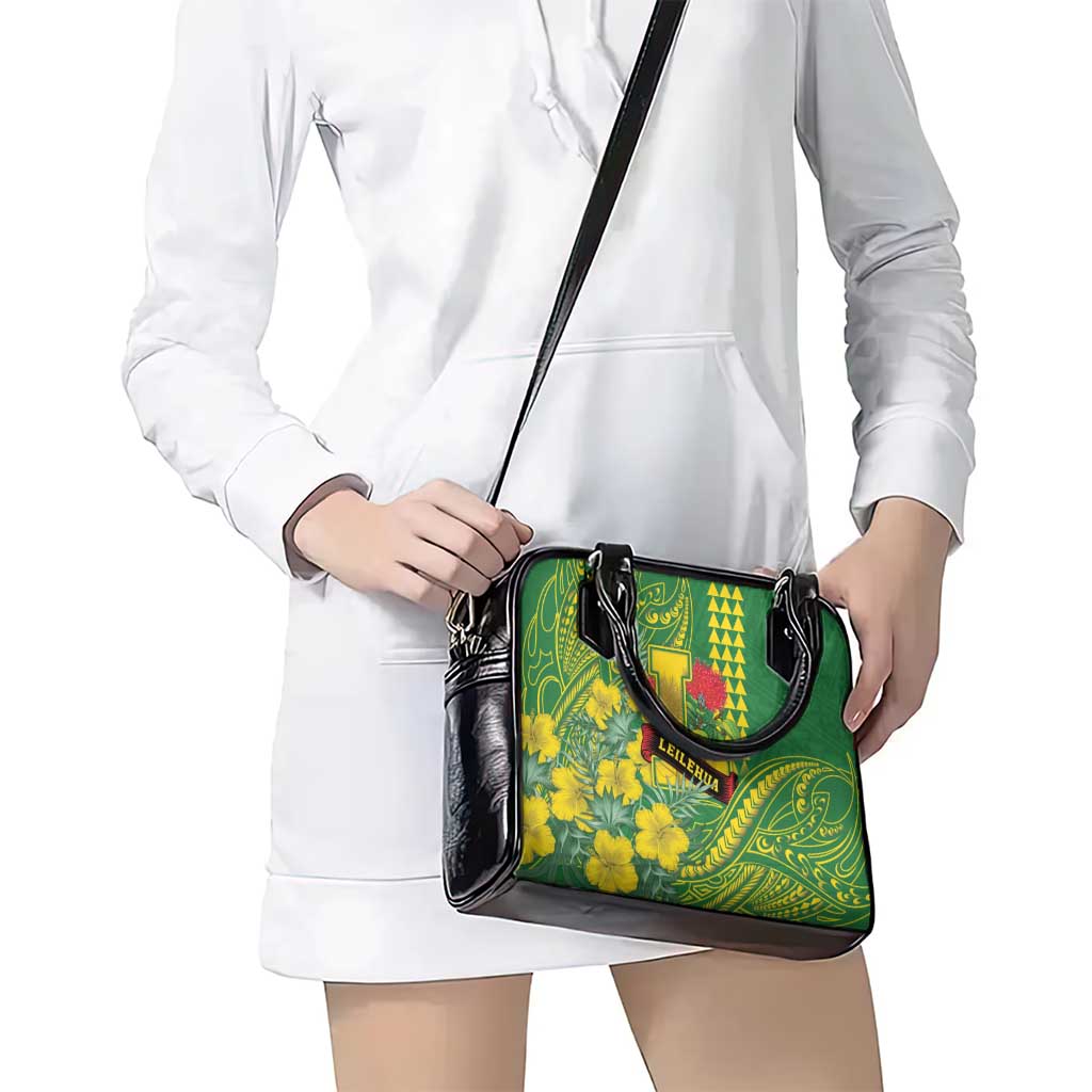 Hawaii Leilehua High School Shoulder Handbag Tribal Tattoo With Hibiscus Flowers LT05 - Polynesian Pride