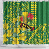 Hawaii Leilehua High School Shower Curtain Tribal Tattoo With Hibiscus Flowers LT05 - Polynesian Pride