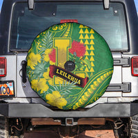 Hawaii Leilehua High School Spare Tire Cover Tribal Tattoo With Hibiscus Flowers LT05 Green - Polynesian Pride