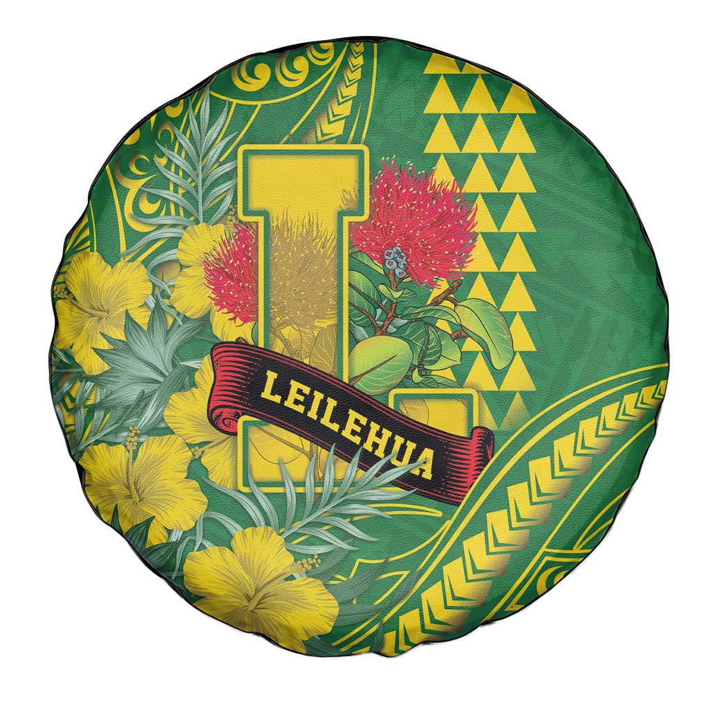 Hawaii Leilehua High School Spare Tire Cover Tribal Tattoo With Hibiscus Flowers LT05 - Polynesian Pride