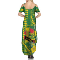 Personalised Hawaii Leilehua High School Summer Maxi Dress Tribal Tattoo With Hibiscus Flowers LT05 - Polynesian Pride