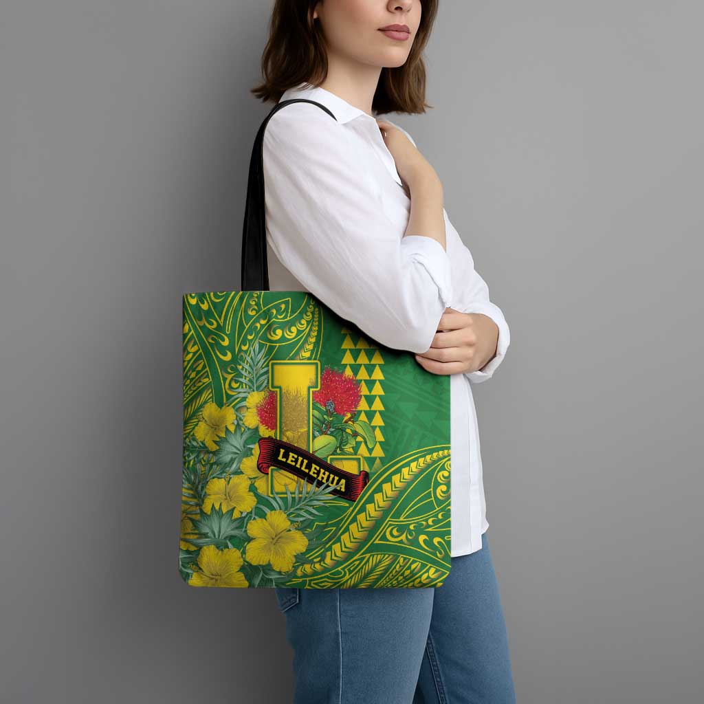 Hawaii Leilehua High School Tote Bag Tribal Tattoo With Hibiscus Flowers LT05 - Polynesian Pride