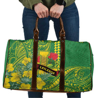 Hawaii Leilehua High School Travel Bag Tribal Tattoo With Hibiscus Flowers LT05 Green - Polynesian Pride