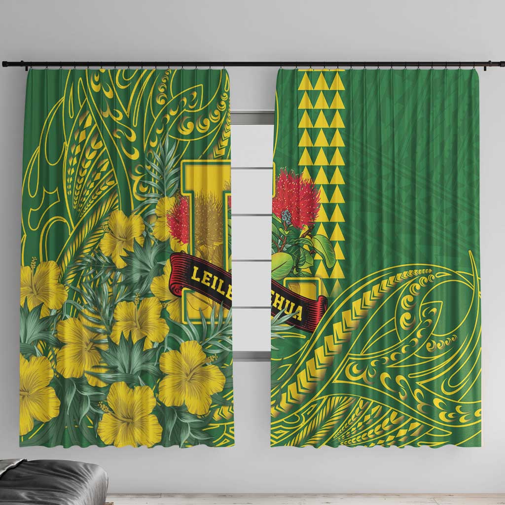 Hawaii Leilehua High School Window Curtain Tribal Tattoo With Hibiscus Flowers