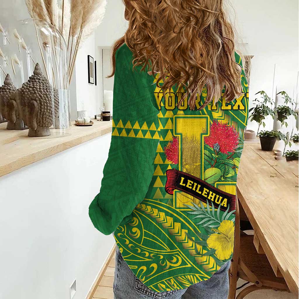 Personalised Hawaii Leilehua High School Women Casual Shirt Tribal Tattoo With Hibiscus Flowers