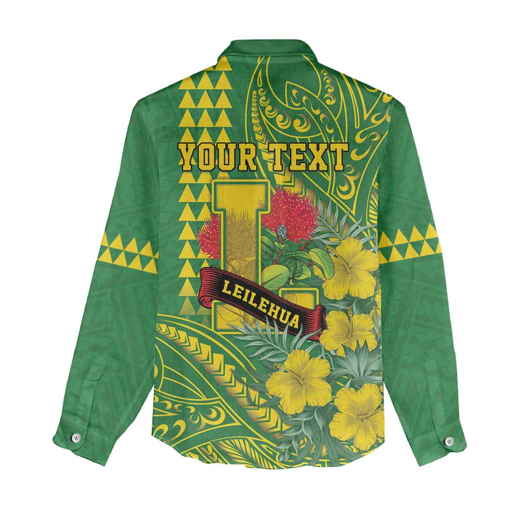 Personalised Hawaii Leilehua High School Women Casual Shirt Tribal Tattoo With Hibiscus Flowers