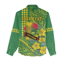 Personalised Hawaii Leilehua High School Women Casual Shirt Tribal Tattoo With Hibiscus Flowers