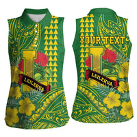 Personalised Hawaii Leilehua High School Women Sleeveless Polo Shirt Tribal Tattoo With Hibiscus Flowers LT05 - Polynesian Pride