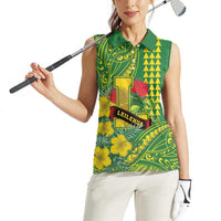 Personalised Hawaii Leilehua High School Women Sleeveless Polo Shirt Tribal Tattoo With Hibiscus Flowers LT05 - Polynesian Pride
