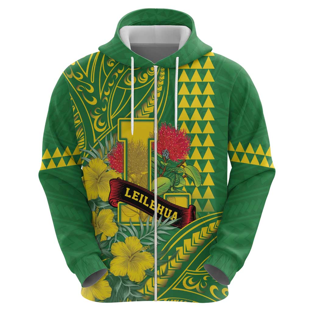 Personalised Hawaii Leilehua High School Zip Hoodie Tribal Tattoo With Hibiscus Flowers LT05 - Polynesian Pride