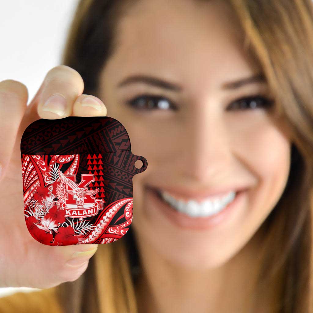Hawaii Kalani High School AirPods Case Tribal Tattoo With Hibiscus Flowers