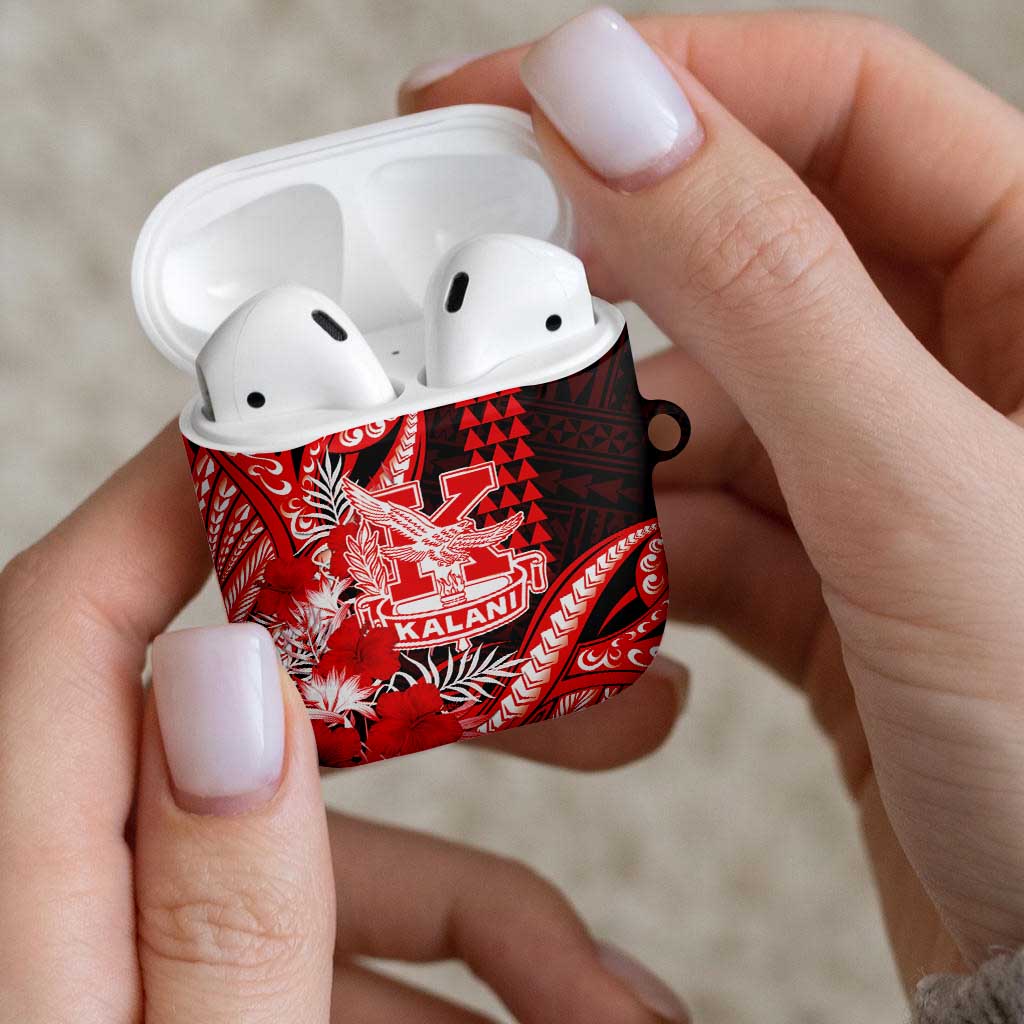 Hawaii Kalani High School AirPods Case Tribal Tattoo With Hibiscus Flowers
