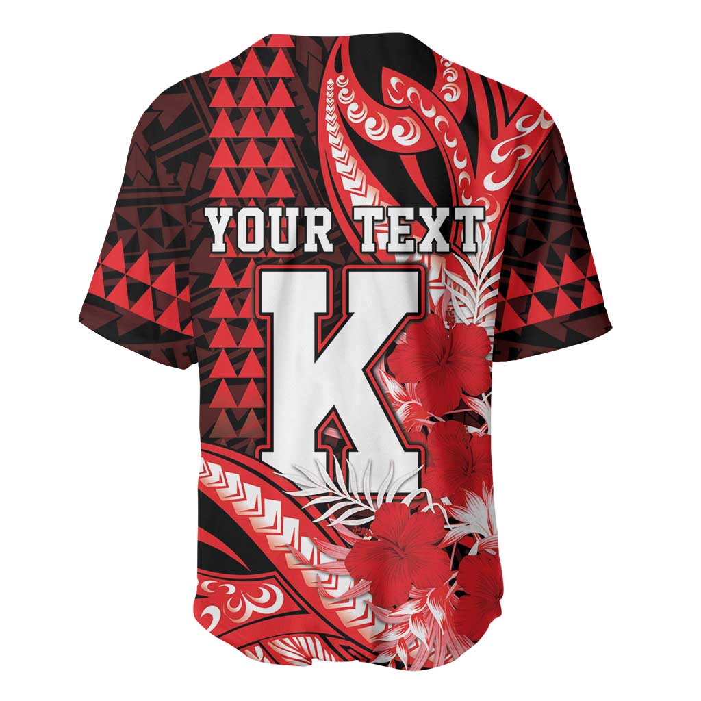 Personalised Hawaii Kalani High School Baseball Jersey Tribal Tattoo With Hibiscus Flowers