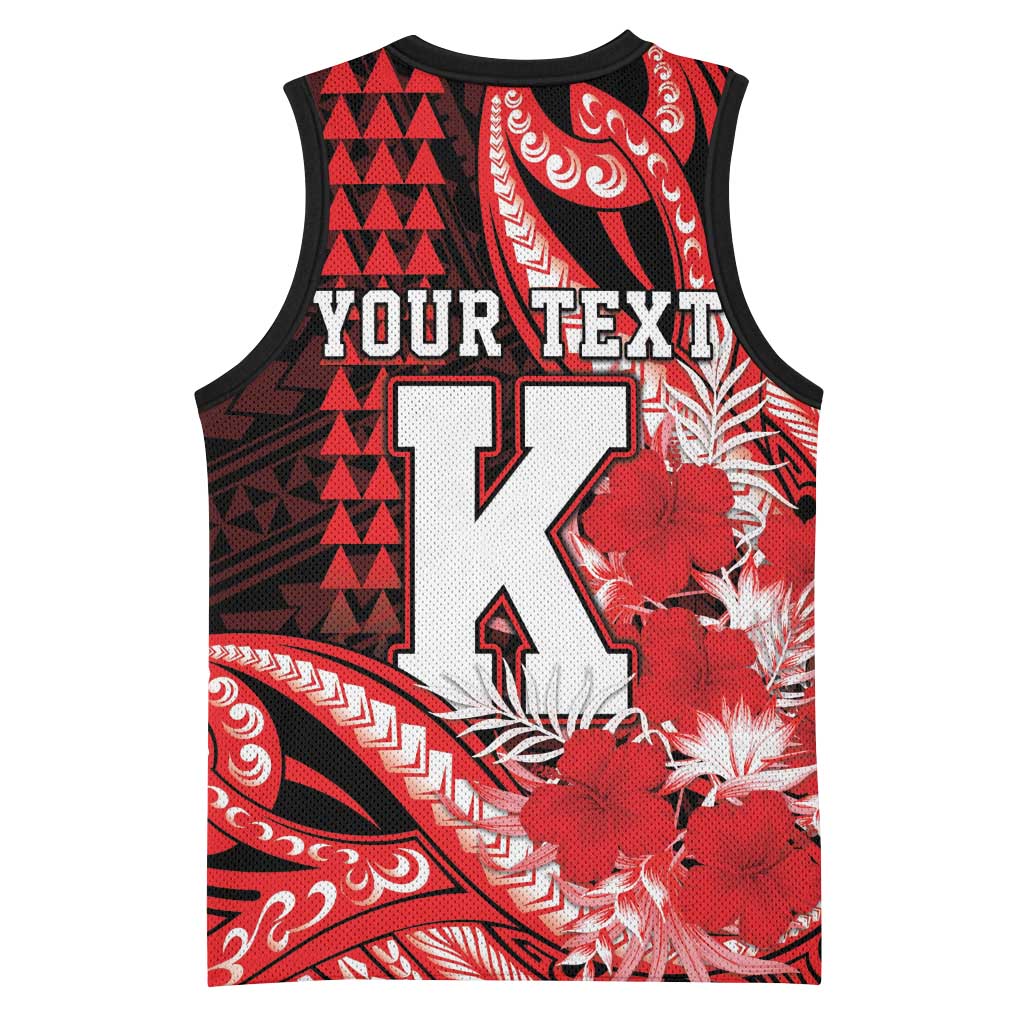 Personalised Hawaii Kalani High School Basketball Jersey Tribal Tattoo With Hibiscus Flowers LT05 - Polynesian Pride