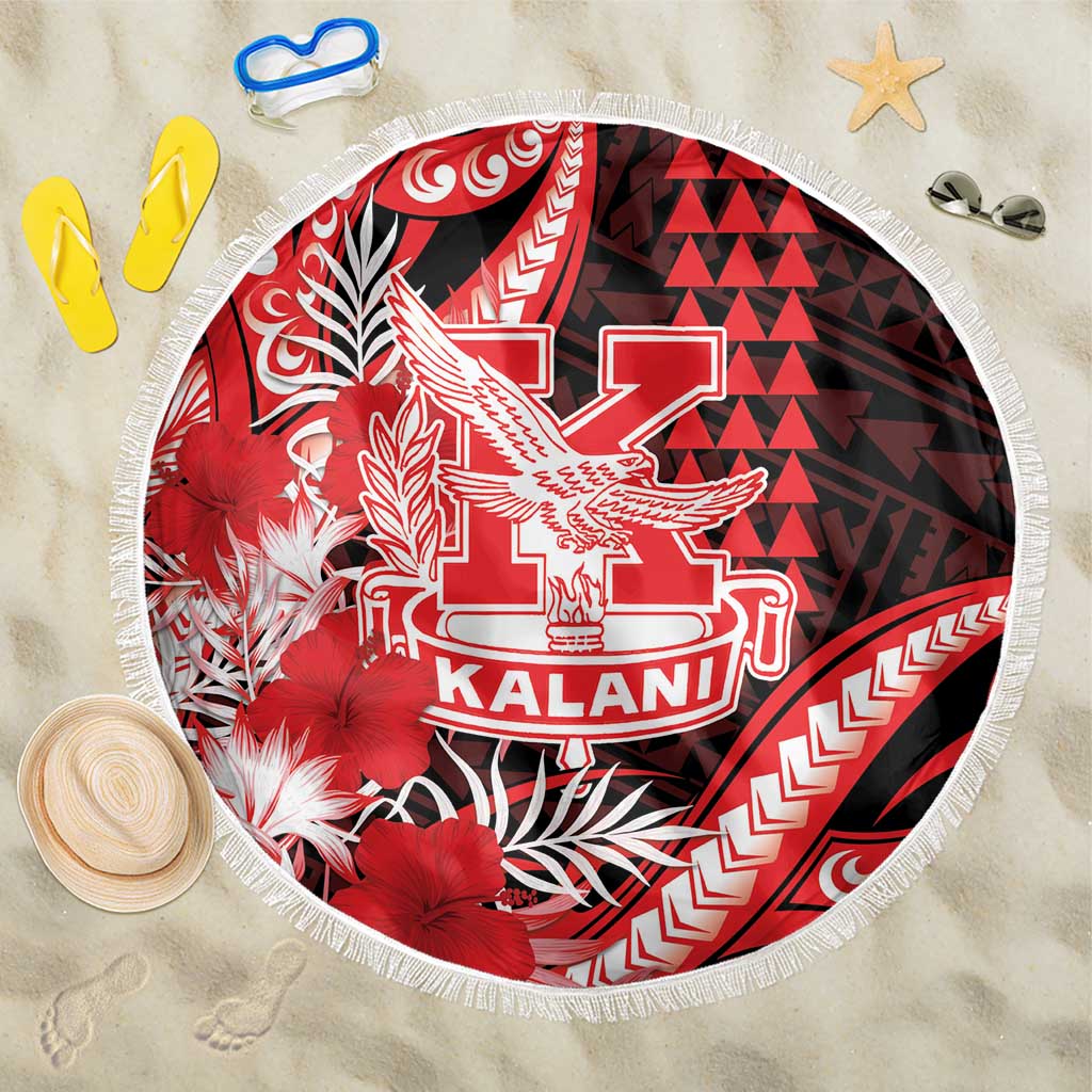 Hawaii Kalani High School Beach Blanket Tribal Tattoo With Hibiscus Flowers LT05 One Size 150cm Red - Polynesian Pride