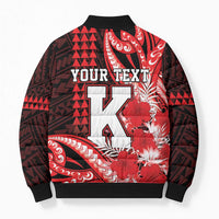 Personalised Hawaii Kalani High School Bomber Puffer Jacket Tribal Tattoo With Hibiscus Flowers LT05 - Polynesian Pride