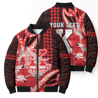 Personalised Hawaii Kalani High School Bomber Puffer Jacket Tribal Tattoo With Hibiscus Flowers LT05 - Polynesian Pride