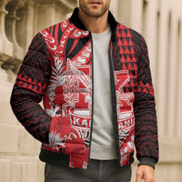 Personalised Hawaii Kalani High School Bomber Puffer Jacket Tribal Tattoo With Hibiscus Flowers LT05 - Polynesian Pride