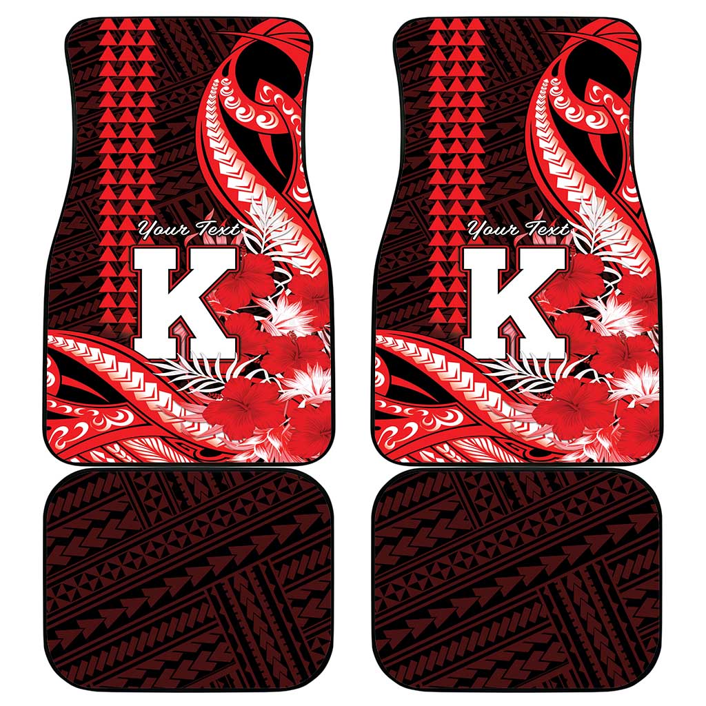 Personalised Hawaii Kalani High School Car Mats Tribal Tattoo With Hibiscus Flowers