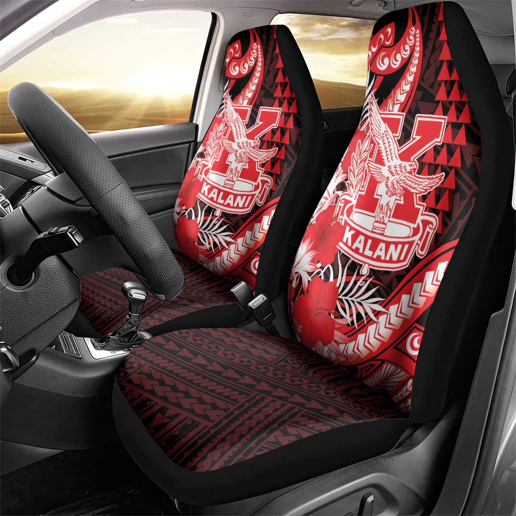 Hawaii Kalani High School Car Seat Cover Tribal Tattoo With Hibiscus Flowers LT05 - Polynesian Pride