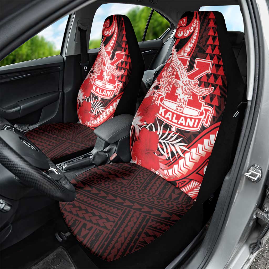 Hawaii Kalani High School Car Seat Cover Tribal Tattoo With Hibiscus Flowers LT05 - Polynesian Pride